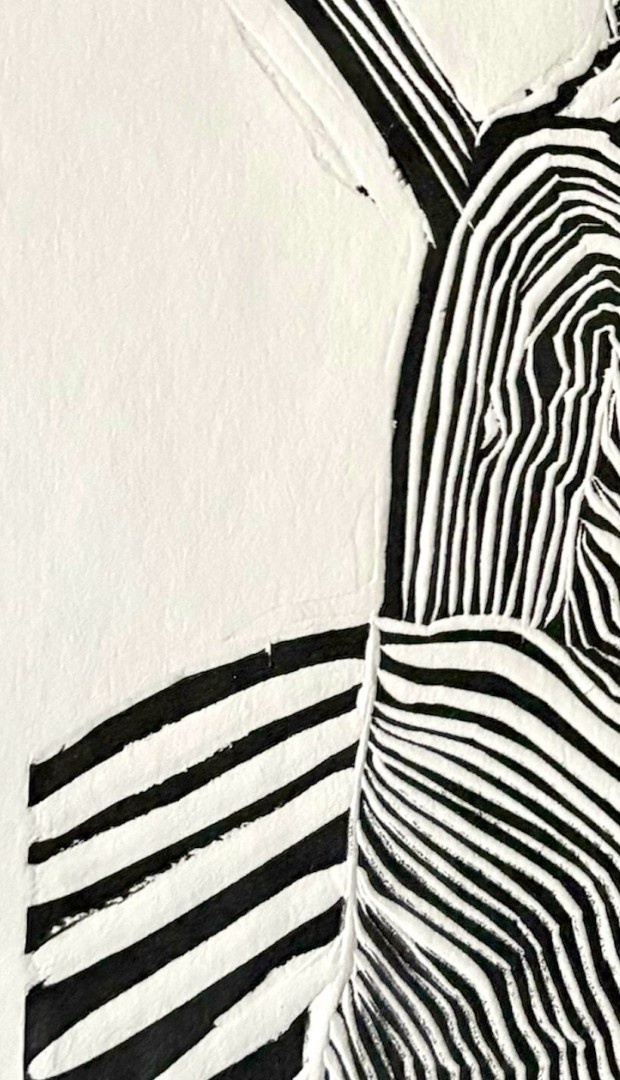 Detalle de grabado en blanco y negro de Belén Jure